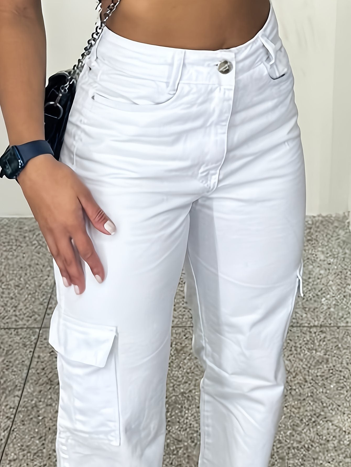 White women long pants Three-dimensional Pocket Trendy All-matching