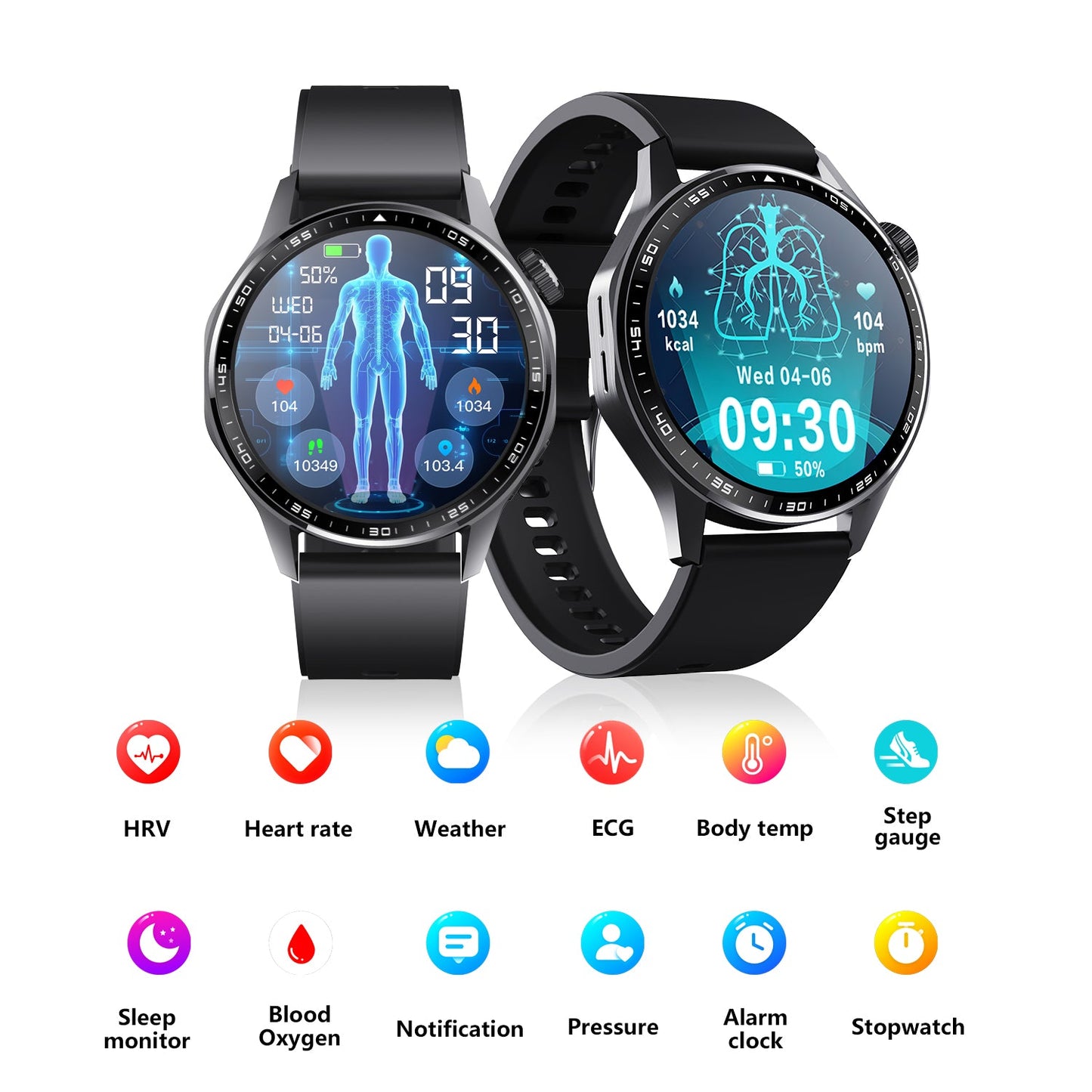 Advanced Health and Fitness Smartwatch, ECG App, 24/7 Heart Rate