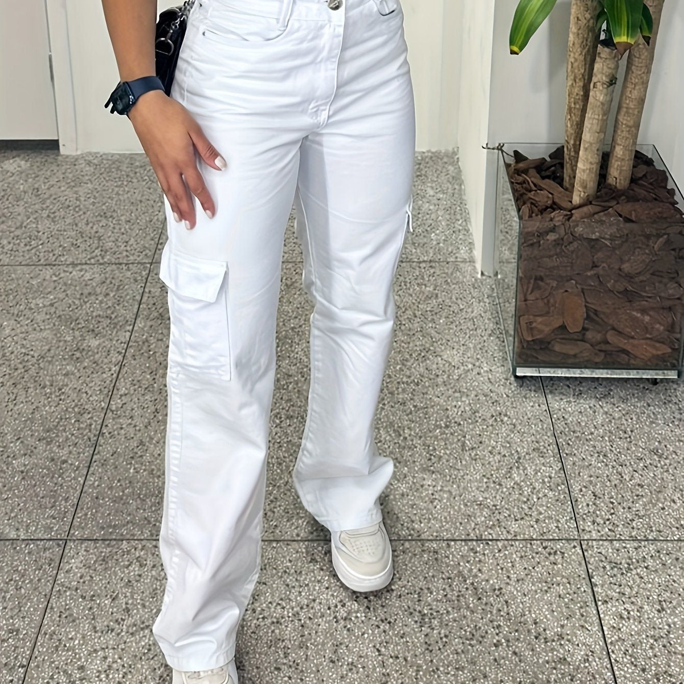 White women long pants Three-dimensional Pocket Trendy All-matching