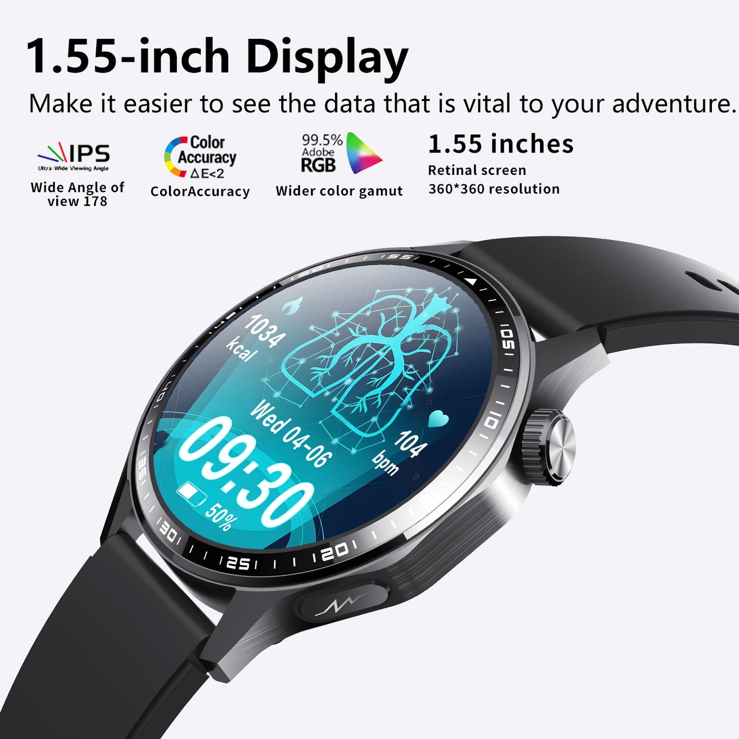 Advanced Health and Fitness Smartwatch, ECG App, 24/7 Heart Rate