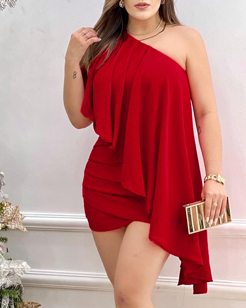 Women's Clothing One Shoulder Dress